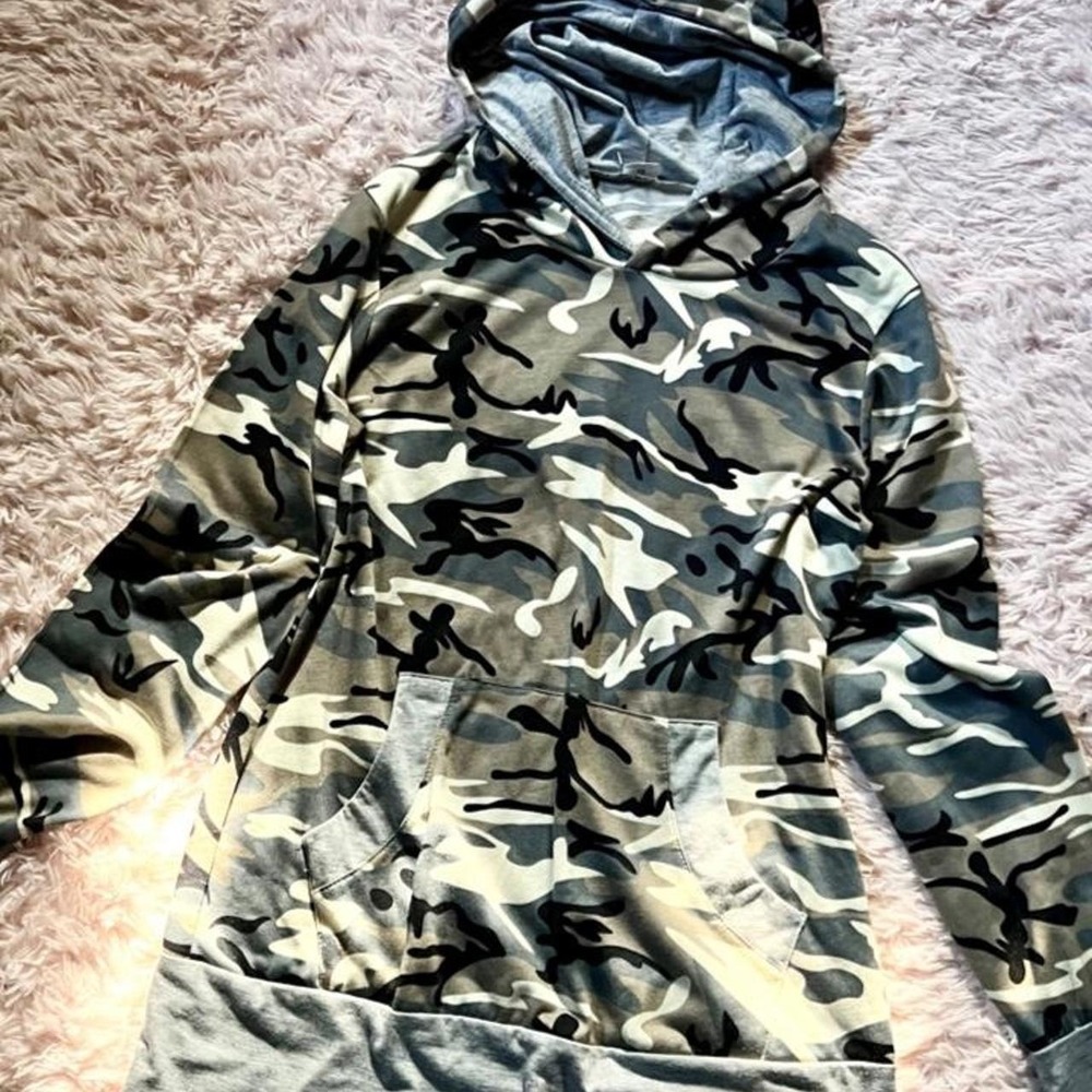 Camouflage Cozy Gorpcore Southern Rustic Autumn Country Hoodie Womens L Casual